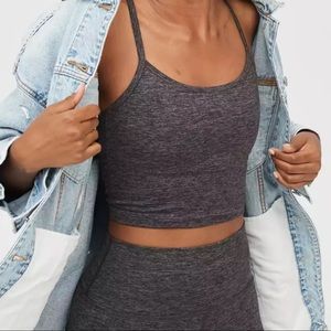 Aerie OFFLINE The Hugger Longline Racerback Sports Bra Charcoal Heather Medium